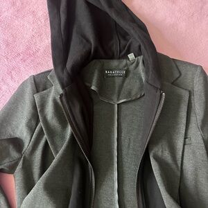 Bagatelle Women's Black and Gray Hooded Blazer